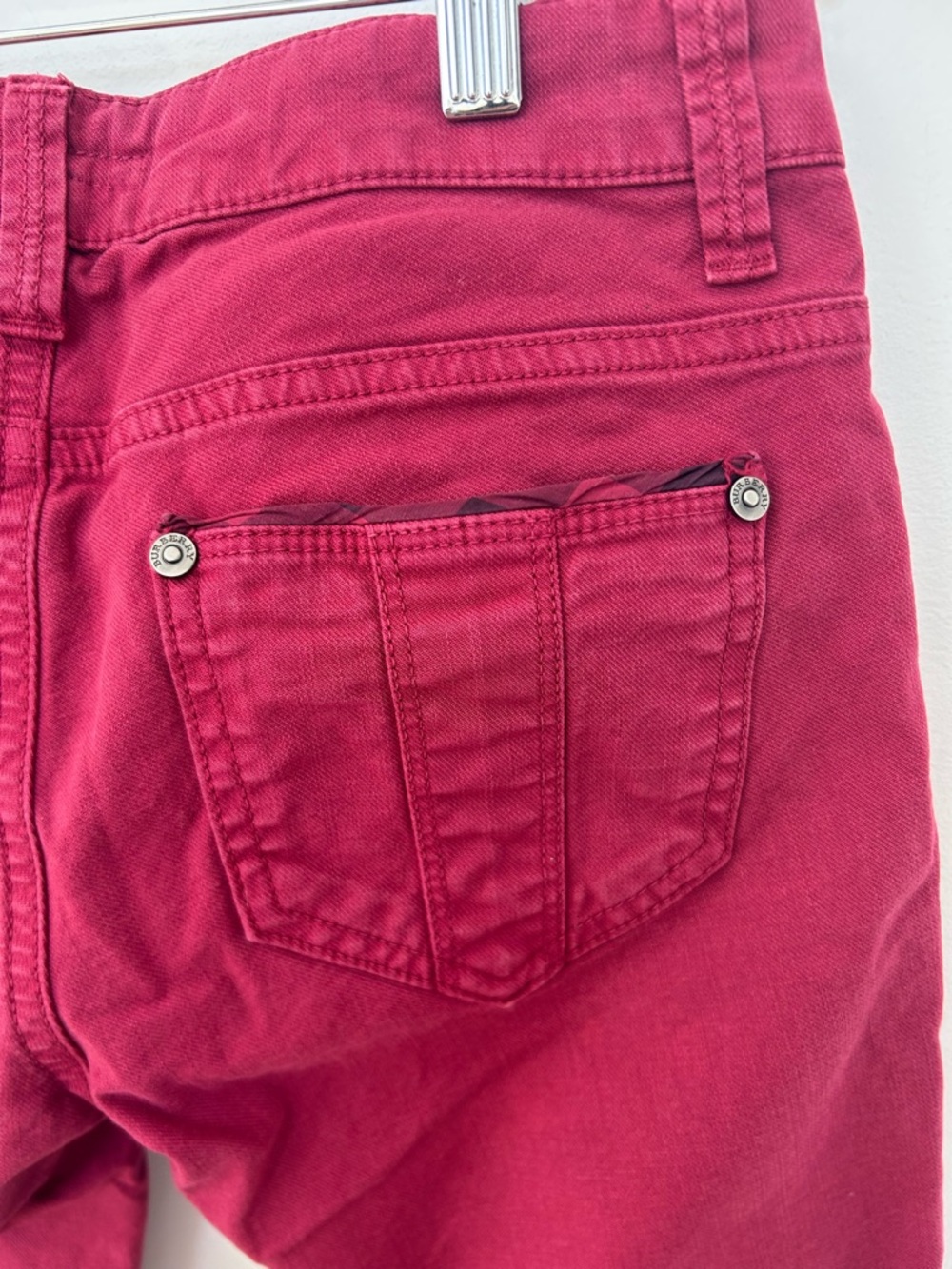 Burberry London Pink Fuchsia Skinny Crop Jeans Size 26 Designer Stretch Denim - Picture 5 of 8